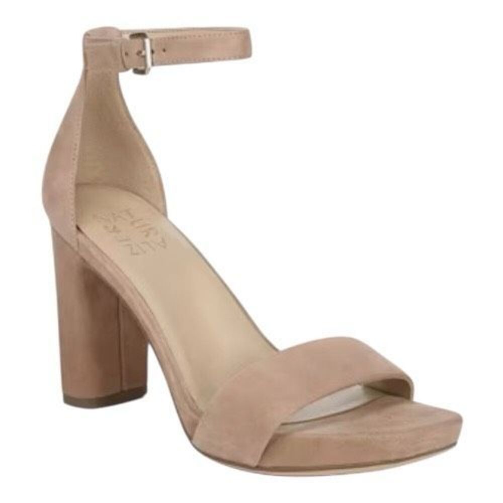 Naturalizer Joy 8.5W Gingersnap Beige Suede Ankle Strap Block Heel Sandal